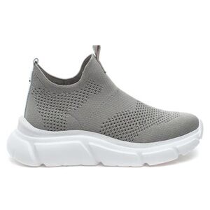 J Slides Kicker Knit Slip-On Sneakers in Light Grey & White Stretch Size 8 nwot